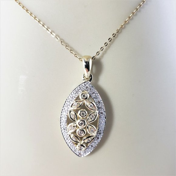 14 Karat Yellow and White Gold Diamond Pendant - Picture 9 of 9